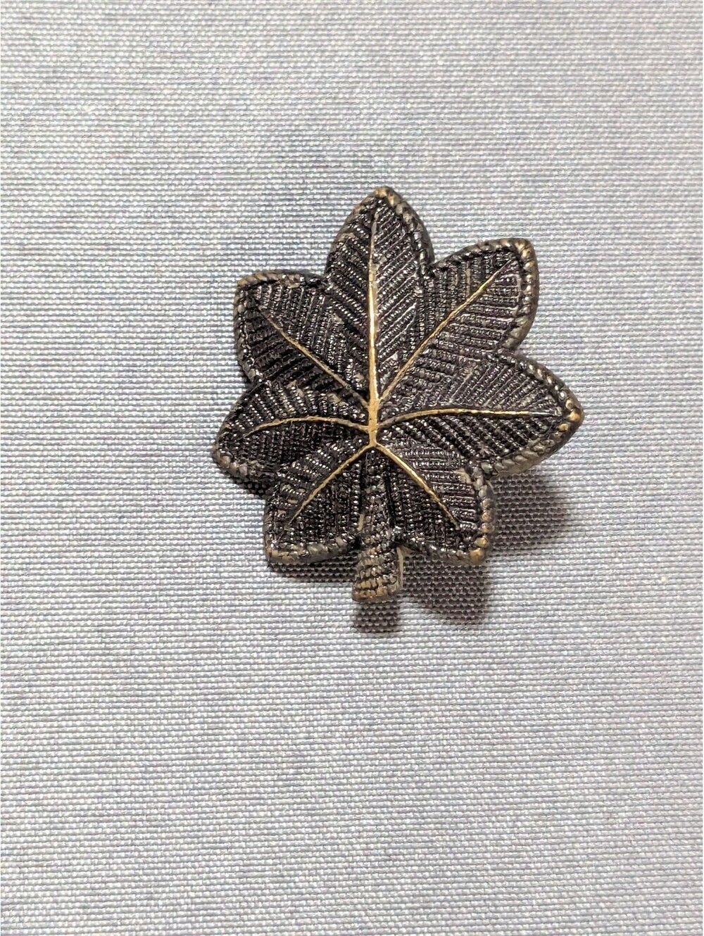 Vintage Leaf Shaped Brooch Pin with Black and Gold Detailing